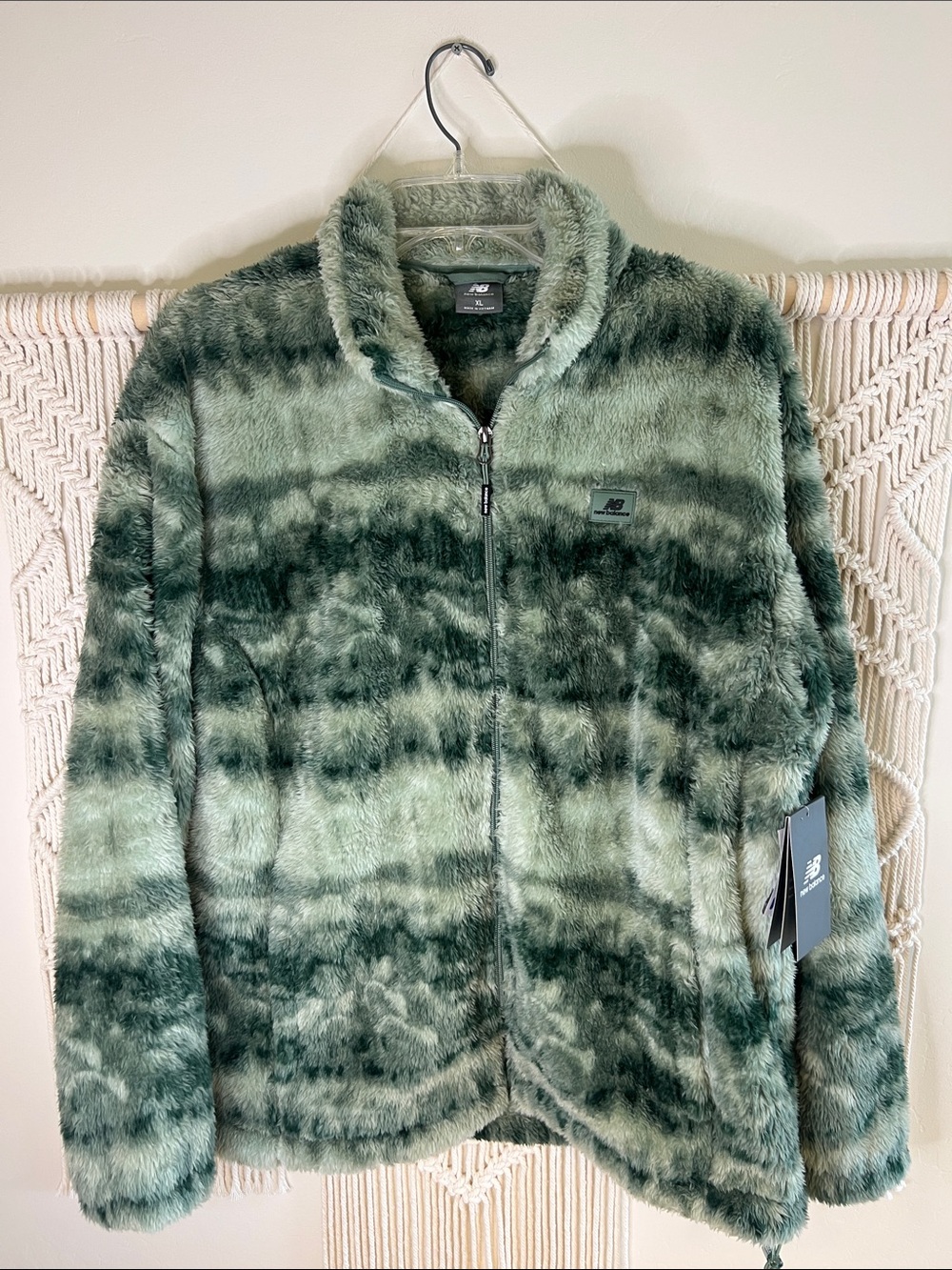 New Balance Green Tie-Dye Plush Fleece Jacket